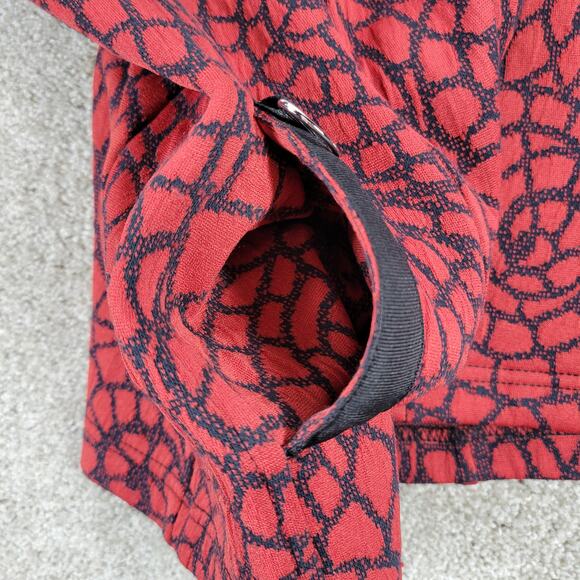 Vintage Rafael Sport Jacket Womens M Red‎ Black Printed Zip Up High Neck Pockets - Picture 14 of 15